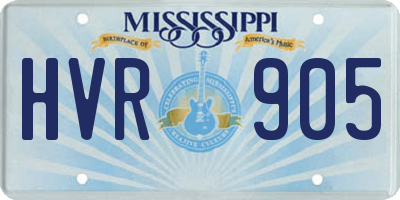 MS license plate HVR905