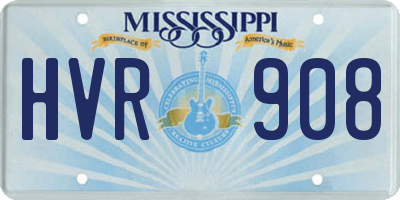 MS license plate HVR908
