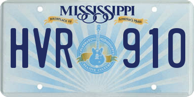 MS license plate HVR910