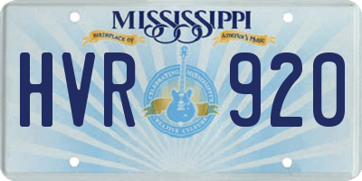 MS license plate HVR920