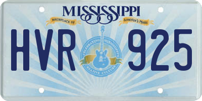 MS license plate HVR925