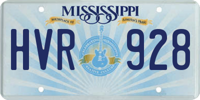 MS license plate HVR928