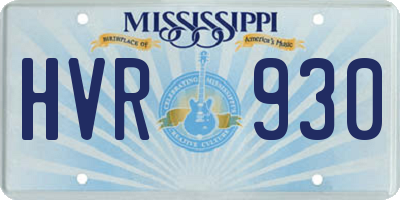 MS license plate HVR930