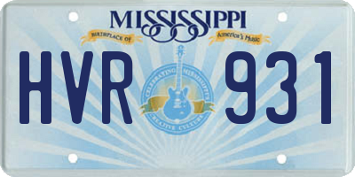 MS license plate HVR931