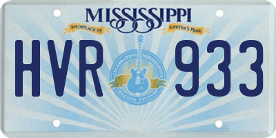 MS license plate HVR933