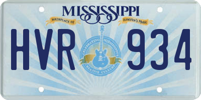 MS license plate HVR934