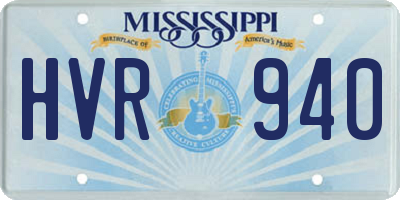 MS license plate HVR940