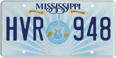 MS license plate HVR948