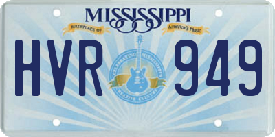 MS license plate HVR949