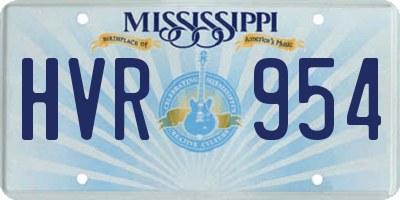 MS license plate HVR954