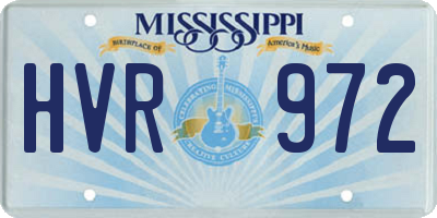 MS license plate HVR972