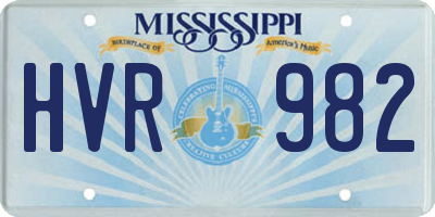 MS license plate HVR982