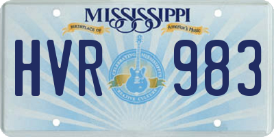 MS license plate HVR983