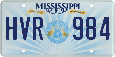 MS license plate HVR984