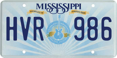 MS license plate HVR986