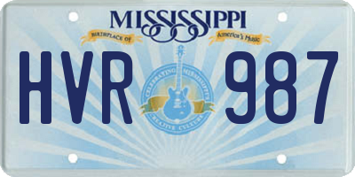 MS license plate HVR987