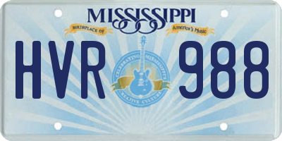 MS license plate HVR988