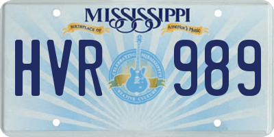 MS license plate HVR989