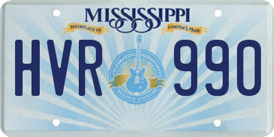 MS license plate HVR990