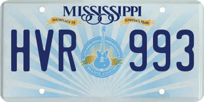MS license plate HVR993