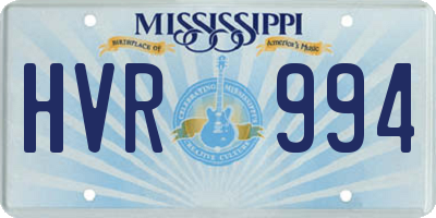 MS license plate HVR994