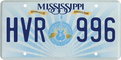 MS license plate HVR996