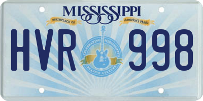 MS license plate HVR998
