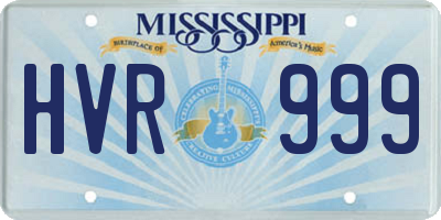 MS license plate HVR999