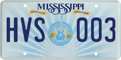 MS license plate HVS003