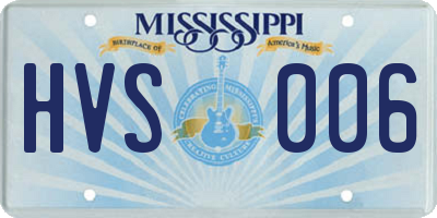 MS license plate HVS006