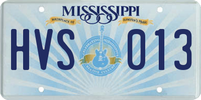 MS license plate HVS013