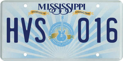 MS license plate HVS016