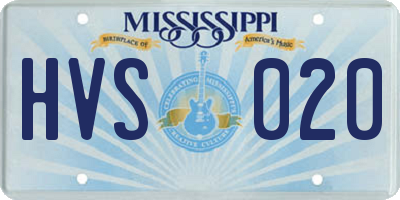 MS license plate HVS020