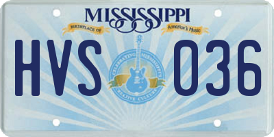 MS license plate HVS036