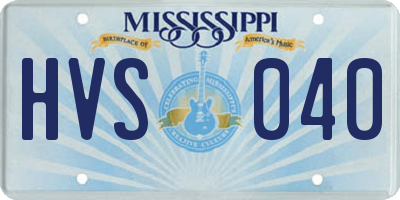 MS license plate HVS040