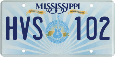 MS license plate HVS102