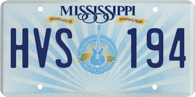 MS license plate HVS194