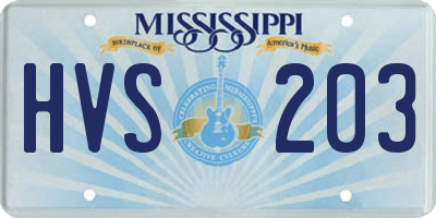 MS license plate HVS203