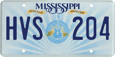MS license plate HVS204