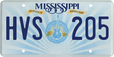 MS license plate HVS205
