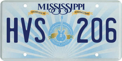 MS license plate HVS206