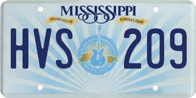 MS license plate HVS209