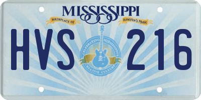 MS license plate HVS216