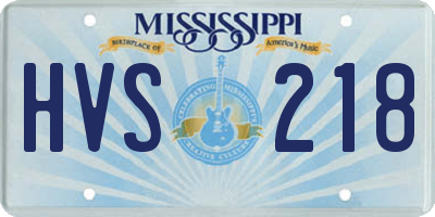 MS license plate HVS218