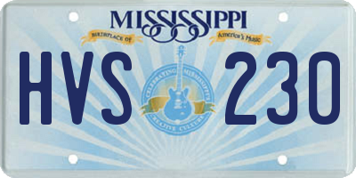 MS license plate HVS230