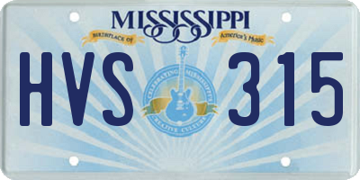 MS license plate HVS315
