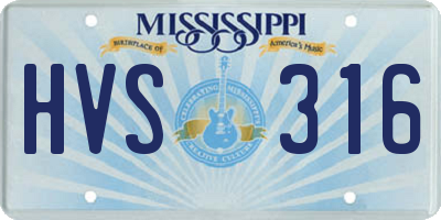 MS license plate HVS316