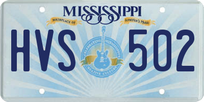 MS license plate HVS502