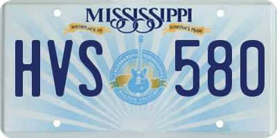 MS license plate HVS580