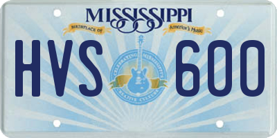 MS license plate HVS600